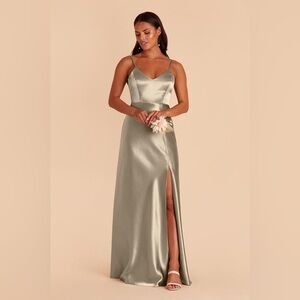 NWT Birdy Grey Jay Shiny Satin Dress Moss Green Size XS